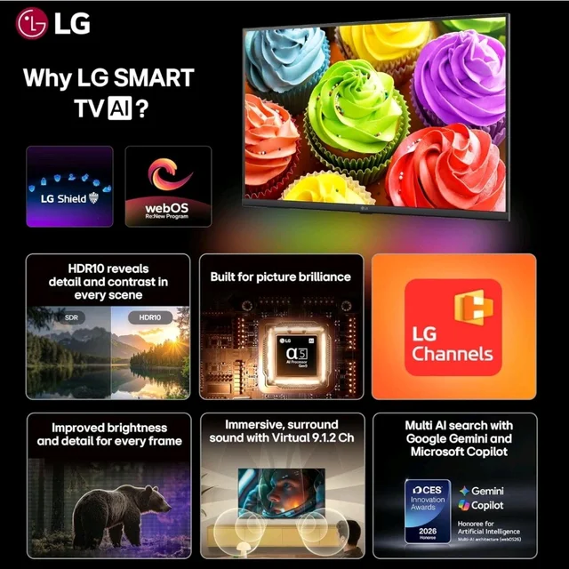 Visit the LG Store
4.2
4.2 out of 5 stars
(18,177)
LG 80 cms (32 inches) LB650 AI Series HD Smart webOS VA LED TV 32LB650BPLA 2026