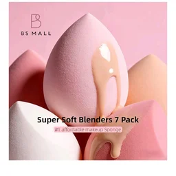 Makeup Sponge Set BS-MALL with Storage Case 7 Pcs for Liquid, Cream, and Powder,SAVE Foundation with 1 Mini Makeup Sponge For Travel Daily Use (T- PINK)