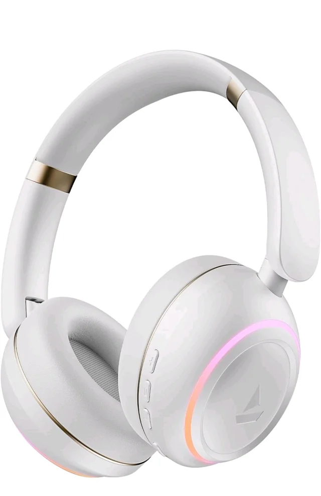 boAt Rockerz 480, RGB LEDs,6 Light Modes, 40mm Drivers,Beast Mode, 60H Battery, ENx Tech, App Support, Bluetooth Headphones, Wireless Over Ear Headphone with Mic (White Sabre)