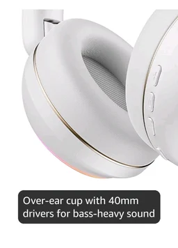 boAt Rockerz 480, RGB LEDs,6 Light Modes, 40mm Drivers,Beast Mode, 60H Battery, ENx Tech, App Support, Bluetooth Headphones, Wireless Over Ear Headphone with Mic (White Sabre)