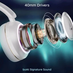 boAt Rockerz 480, RGB LEDs,6 Light Modes, 40mm Drivers,Beast Mode, 60H Battery, ENx Tech, App Support, Bluetooth Headphones, Wireless Over Ear Headphone with Mic (White Sabre)