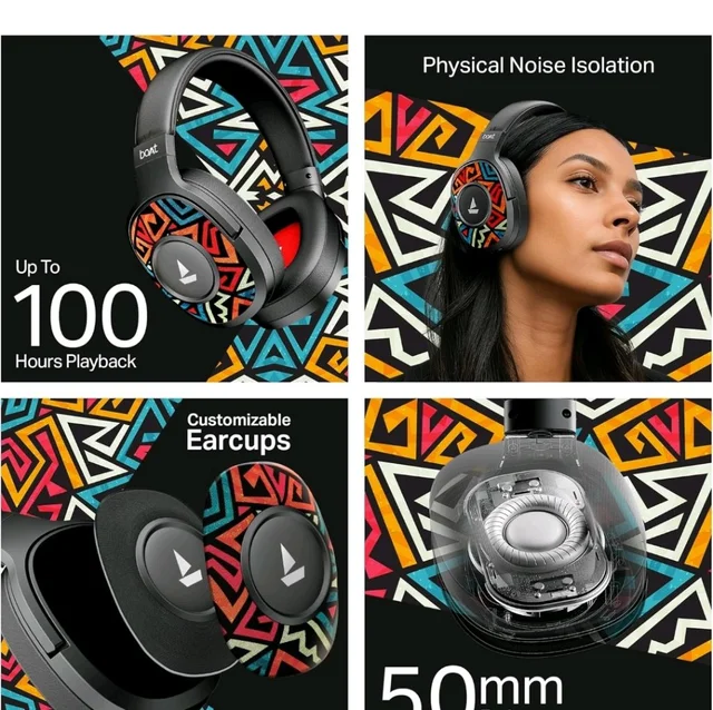boAt Rockerz Plus 550, Customizable Earcups, 100H Battery, 50mm Drivers, Dual Pair, App Support, Bluetooth Headphones, Wireless Headphone with Mic (Black Psyche)
1K+ bought in past month