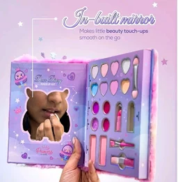 Princess by RENEE Dear Diary Makeup Kit For Kids & Preteens | With 8 Eyeshadows, 2 Blushers, 2 Lipsticks, 2 Lip Gloss Solid, 2 Glitter Gels, 3 Brushes | Dermatologically Tested, Easy To Wash | 1 Unit