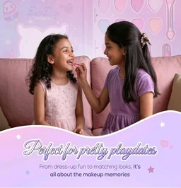 Princess by RENEE Dear Diary Makeup Kit For Kids & Preteens | With 8 Eyeshadows, 2 Blushers, 2 Lipsticks, 2 Lip Gloss Solid, 2 Glitter Gels, 3 Brushes | Dermatologically Tested, Easy To Wash | 1 Unit