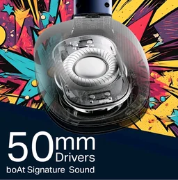 boAt Rockerz Plus 550, Customizable Earcups, 100H Battery, 50mm Drivers, Dual Pair, Stream Ad Free Music via App Support, Bluetooth Headphones, Wireless Headphone with Mic (Blue Psyche)
