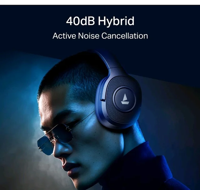 boAt Rockerz Plus 550 ANC, (~40dB) Hybrid ANC, 80Hrs Playback, 40ms Low Latency Beast Mode, 40mm Drivers, BT v5.4, Bluetooth Headphones, Wireless Headphone with Mic (Bold Blue)