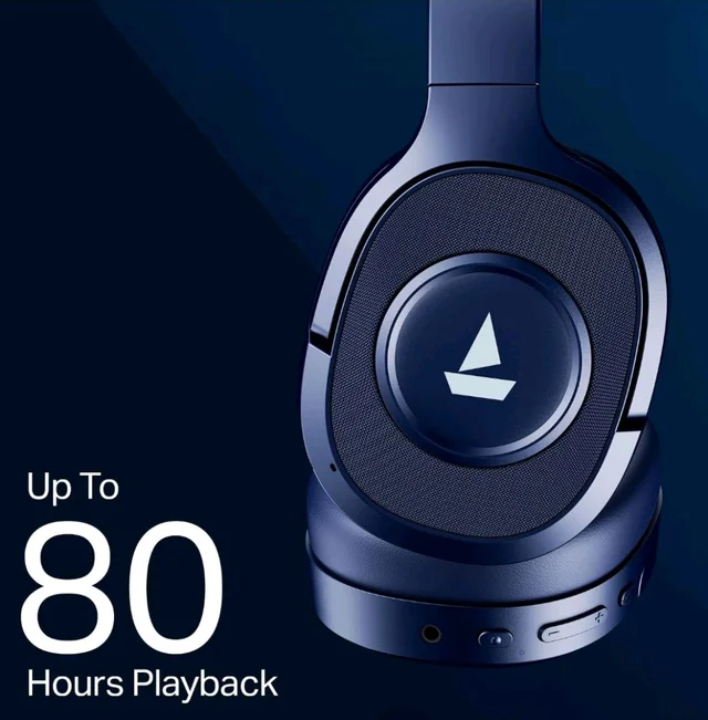 boAt Rockerz Plus 550 ANC, (~40dB) Hybrid ANC, 80Hrs Playback, 40ms Low Latency Beast Mode, 40mm Drivers, BT v5.4, Bluetooth Headphones, Wireless Headphone with Mic (Bold Blue)