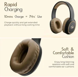 Zebronics Thunder (2026 Upgrade) Wireless Headphones, BT v6.0, True 60 hrs Playback, 40mm Drivers, ENC, Gaming Mode, Dual Pairing, AUX & microSD, Rapid Charging, Call Function (Brown)