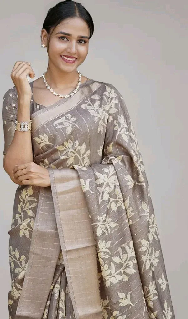 MIRCHI FASHION Women Sari Cotton Silk Blend Printed | Elegant Smooth Texture Drape for Farewell and Occasional Wear with Blouse Piece