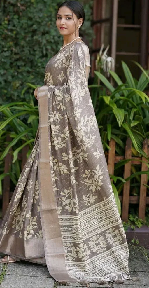 MIRCHI FASHION Women Sari Cotton Silk Blend Printed | Elegant Smooth Texture Drape for Farewell and Occasional Wear with Blouse Piece