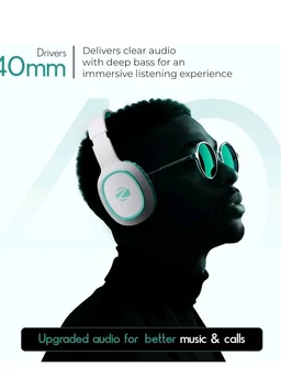 Zebronics Thunder (2026 Upgrade) Wireless Headphones, BT v6.0, True 60 hrs Playback, 40mm Drivers, ENC, Gaming Mode, Dual Pairing, AUX & microSD, Rapid Charging, Call Function (Sea Green)
