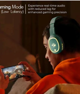 Zebronics Thunder (2026 Upgrade) Wireless Headphones, BT v6.0, True 60 hrs Playback, 40mm Drivers, ENC, Gaming Mode, Dual Pairing, AUX & microSD, Rapid Charging, Call Function (Teal Green)