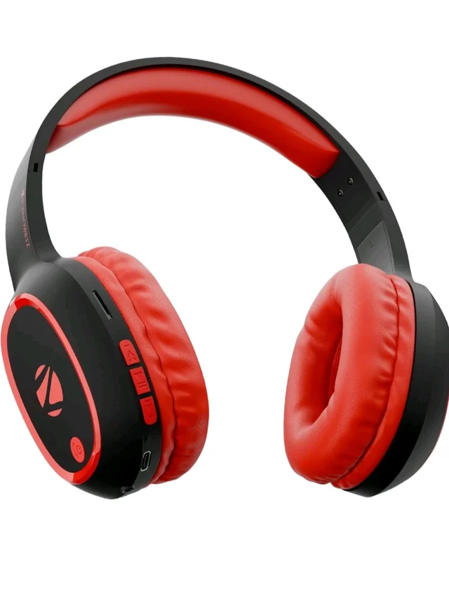 Zebronics Thunder (2026 Upgrade) Wireless Headphones, BT v6.0, True 60 hrs Playback, 40mm Drivers, ENC, Gaming Mode, Dual Pairing, AUX & microSD, Rapid Charging, Call Function (Red)