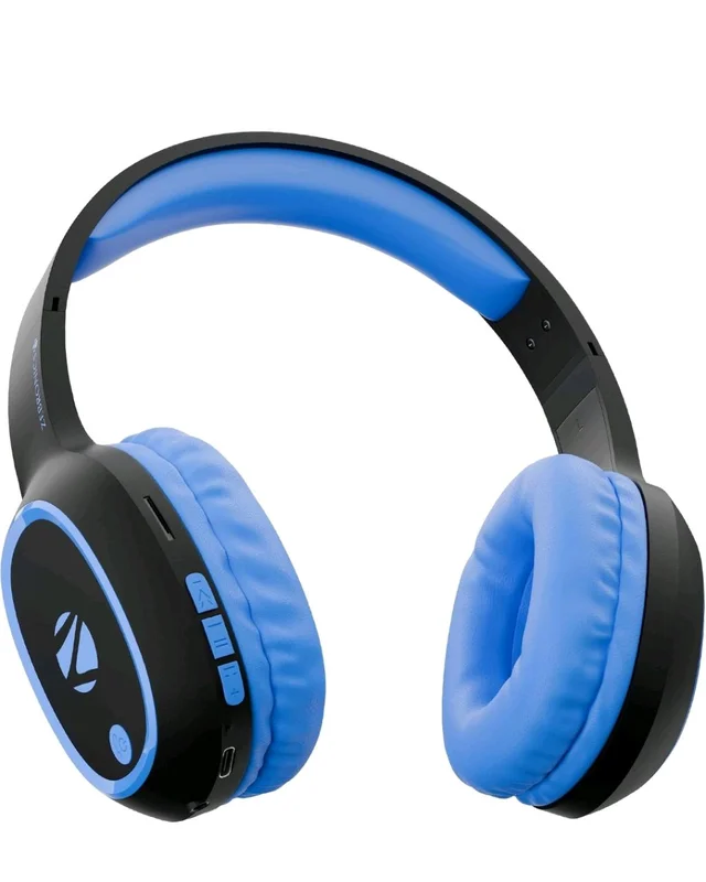 Zebronics Thunder (2026 Upgrade) Wireless Headphones, BT v6.0, True 60 hrs Playback, 40mm Drivers, ENC, Gaming Mode, Dual Pairing, AUX & microSD, Rapid Charging, Call Function (Blue)