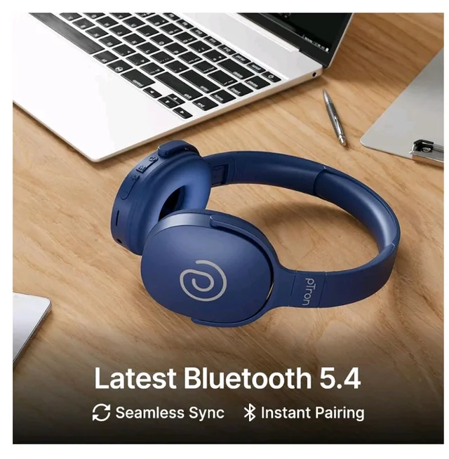 pTron Studio w/ 60Hrs Playtime, Wireless Over-Ear Headphones with HD Mic, Dual-Device Pairing, Immersive Sound, 40mm Drivers, BT5.4, 3.5mm Aux Port, TF Card Slot & Type-C Fast Charging (Blue)
500+ bought in past month