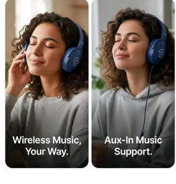pTron Studio w/ 60Hrs Playtime, Wireless Over-Ear Headphones with HD Mic, Dual-Device Pairing, Immersive Sound, 40mm Drivers, BT5.4, 3.5mm Aux Port, TF Card Slot & Type-C Fast Charging (Blue)
500+ bought in past month
