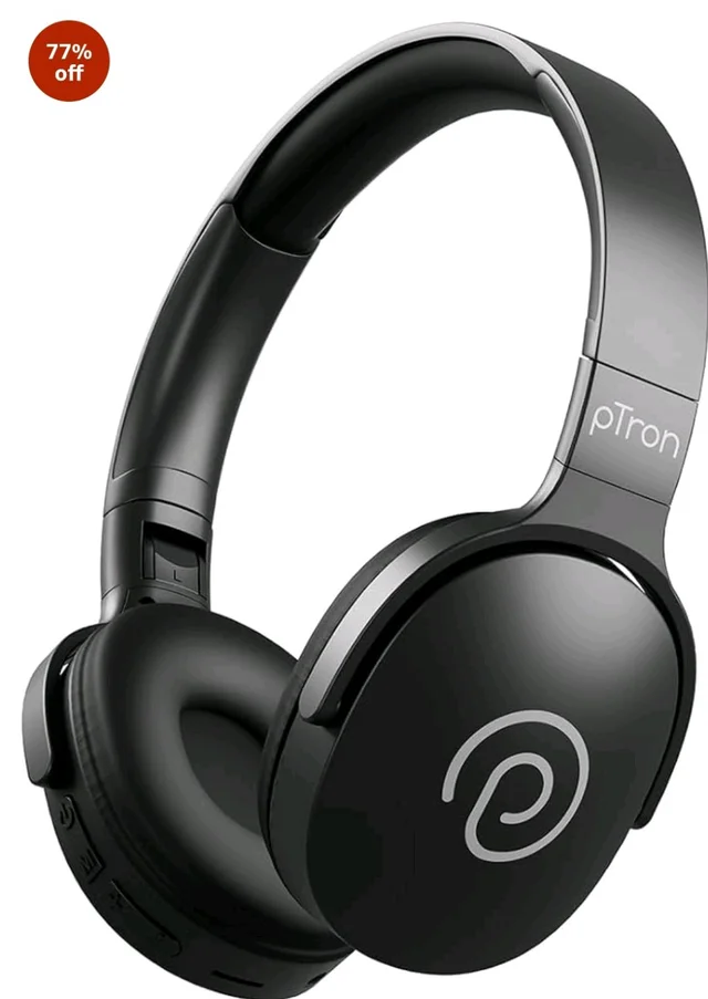 pTron Studio w/ 60Hrs Playtime, Wireless Over-Ear Headphones with HD Mic, Dual-Device Pairing, Immersive Sound, 40mm Drivers, BT5.4, 3.5mm Aux Port, TF Card Slot & Type-C Fast Charging (Jet Black)
600+ bought in past month