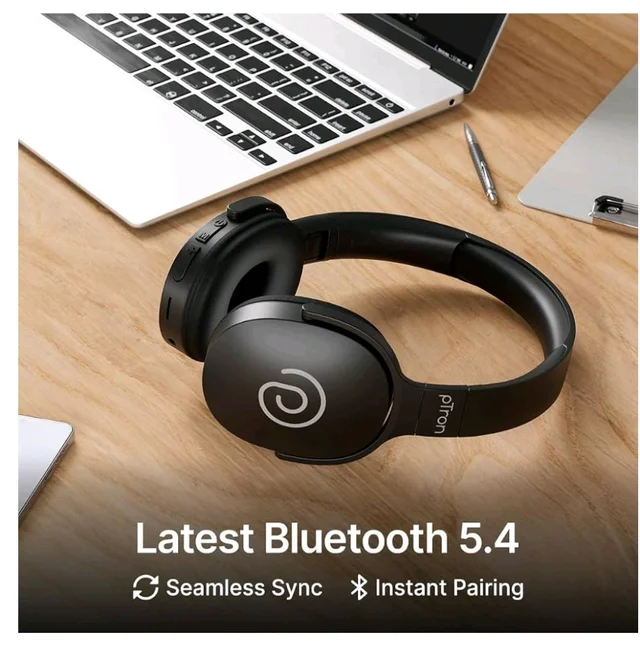 pTron Studio w/ 60Hrs Playtime, Wireless Over-Ear Headphones with HD Mic, Dual-Device Pairing, Immersive Sound, 40mm Drivers, BT5.4, 3.5mm Aux Port, TF Card Slot & Type-C Fast Charging (Jet Black)
600+ bought in past month