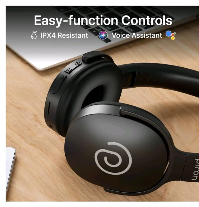 pTron Studio w/ 60Hrs Playtime, Wireless Over-Ear Headphones with HD Mic, Dual-Device Pairing, Immersive Sound, 40mm Drivers, BT5.4, 3.5mm Aux Port, TF Card Slot & Type-C Fast Charging (Jet Black)
600+ bought in past month