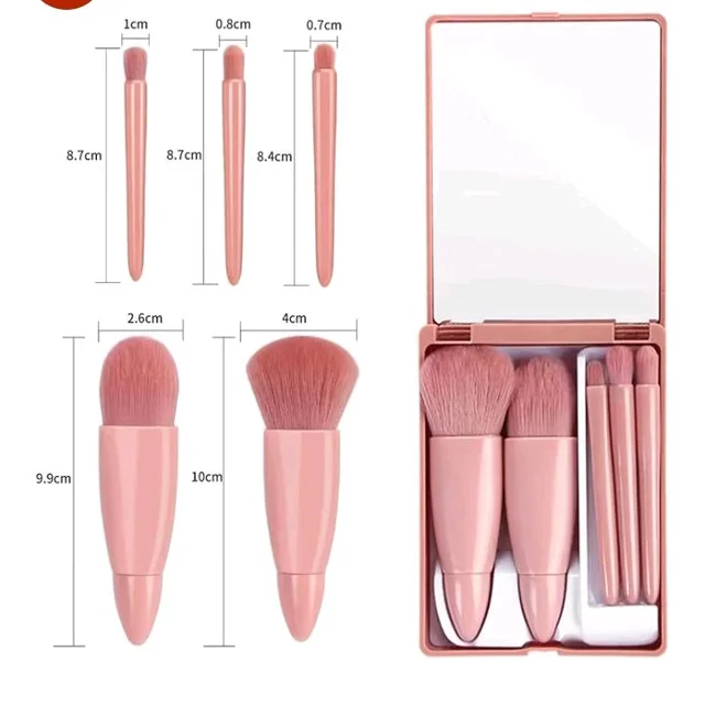 Mini Makeup Brush Set with Mirror Case, 5-Piece Portable Travel Cosmetic Brush Kit, Soft Synthetic Bristles for Foundation, Powder, Blush, Eyeshadow, Concealer & Lip Makeup, Compact Beauty Brush Set for Women
50+ bought in past month