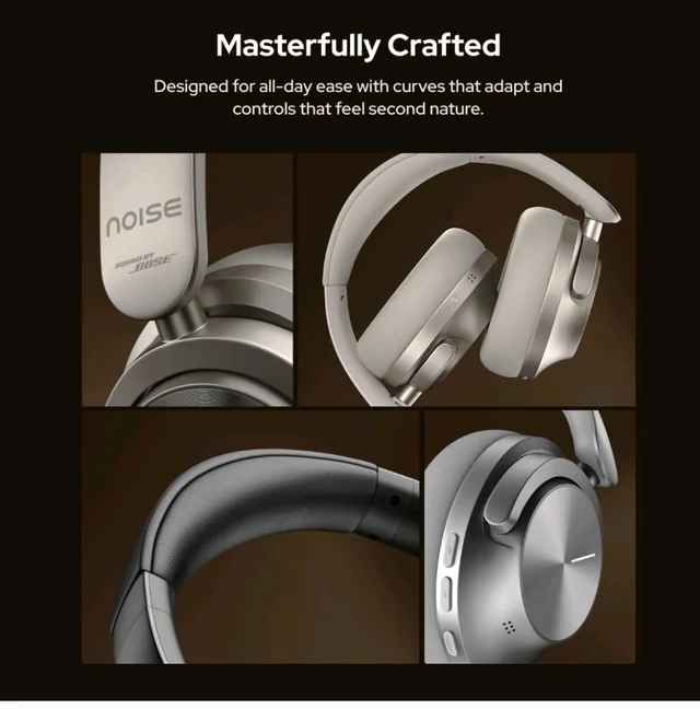 Noise Master Buds Max, Sound by Bose Wireless Over-Ear Headphones, Adaptive ANC, LHDC 5.0, Immersive Spatial Audio,Upto 60H Playtime, Fast Pairing, Wear Detection(Silver)