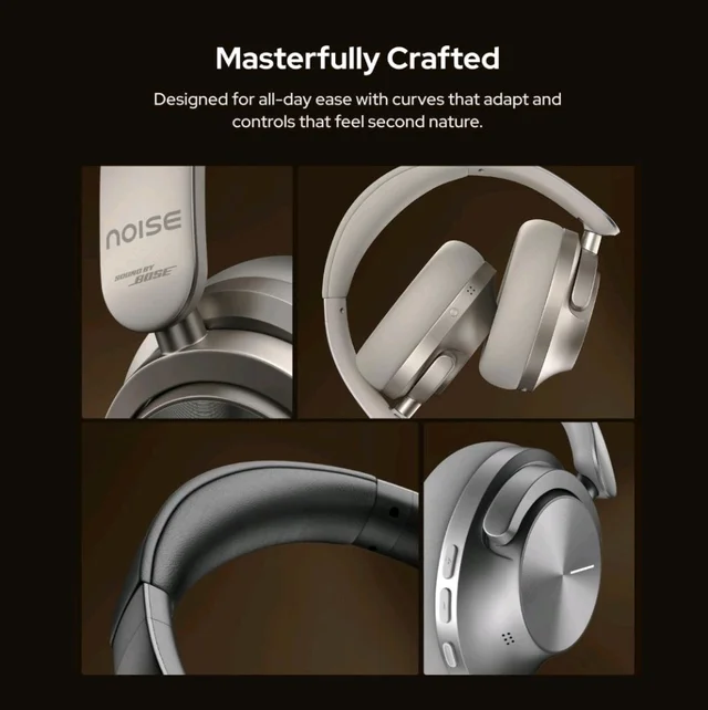 Noise Master Buds Max, Sound by Bose Wireless Over-Ear Headphones, Adaptive ANC, LHDC 5.0, Immersive Spatial Audio,Upto 60H Playtime, Fast Pairing, Wear Detection(Titanium)