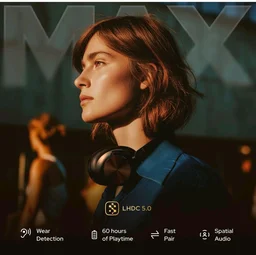 Noise Master Buds Max, Sound by Bose Wireless Over-Ear Headphones, Adaptive ANC, LHDC 5.0, Immersive Spatial Audio,Upto 60H Playtime, Fast Pairing, Wear Detection(Titanium)