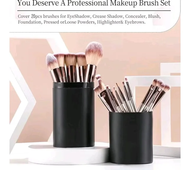Makeup Brush Set, 20 Pcs, Premium Synthetic Brushes for Foundation, Powder, Concealer, Eye shadows, Blush, with Free Black Case