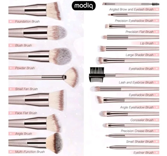 Makeup Brush Set, 20 Pcs, Premium Synthetic Brushes for Foundation, Powder, Concealer, Eye shadows, Blush, with Free Black Case