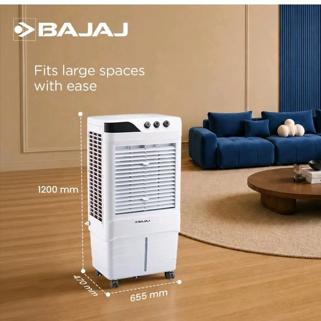 Bajaj DMH 90 Neo 90L Desert Air Cooler for Home|For Larger Room|Anti-Bacterial Honeycomb Cooling Pad|High-Speed|Ice Chamber|90Ft Air Throw|3-Speed Control|3 Year Comprehensive Product Warranty|Wh