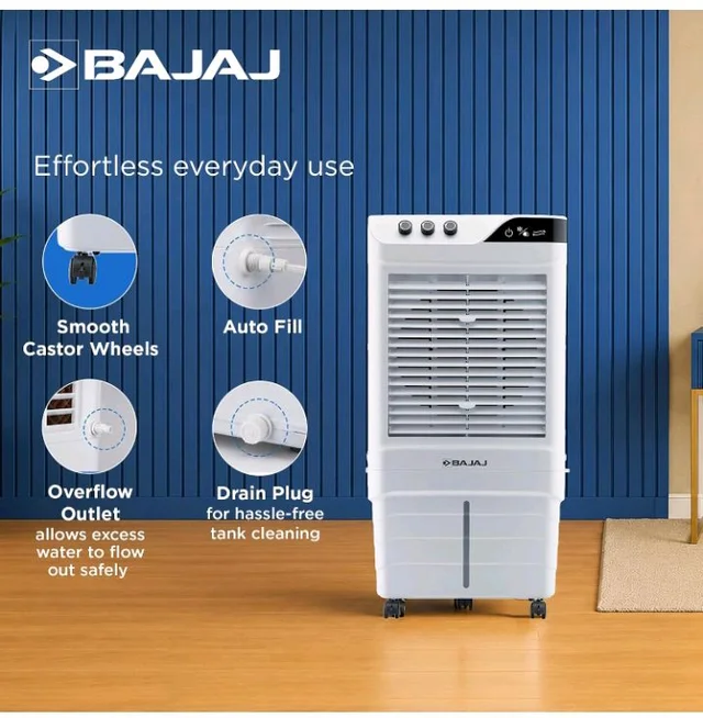 Bajaj DMH 90 Neo 90L Desert Air Cooler for Home|For Larger Room|Anti-Bacterial Honeycomb Cooling Pad|High-Speed|Ice Chamber|90Ft Air Throw|3-Speed Control|3 Year Comprehensive Product Warranty|Wh