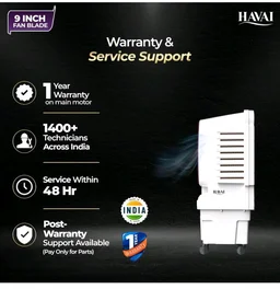 Havai Arizona 9 Mini Personal Air Cooler | India’s First 9-Inch Blade Cooler | 2600 RPM | 5 Ft Air Throw | 3-Side Honeycomb | 12L Tank | Motorised Louvers | 80W | Ideal for 50 Sq Ft