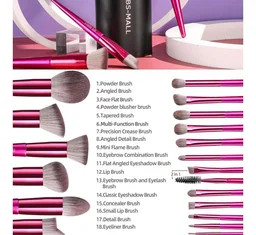 BS-MALL Makeup Brush Set 18 Pcs Premium Synthetic Foundation Powder Concealers Eye shadows Blush Makeup Brushes with black case (HOT PINK)