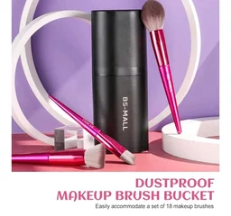 BS-MALL Makeup Brush Set 18 Pcs Premium Synthetic Foundation Powder Concealers Eye shadows Blush Makeup Brushes with black case (HOT PINK)