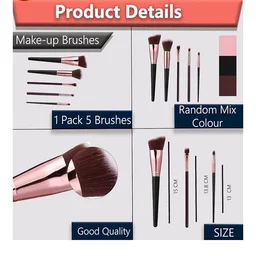 TEMPERIA (Pack of 5) Makeup Brush Set - Soft Bristles Make Up Brushes Sets Kit for Foundation, Concealers, Eyeshadow, Blush, Compact Face Powder, Highlighter, Contour, Blending Eye Liner
1K+ bought in past month