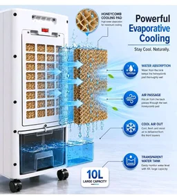 WelTherm 2-in-1 Air Cooler & Heater with 10L Water Tank, Ice Crystal Boxes, Remote Control, Digital LED Touch Panel, 3 Speeds, Swing, 12H Timer & Ionizer, AW-Ultima