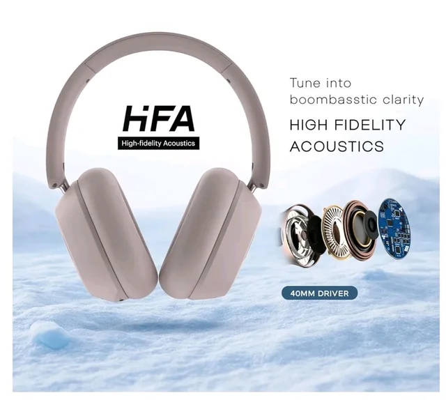 Noise Airwave Max 5 Wireless Over-Ear Headphones with Adaptive Hybrid ANC (up to 50dB), HFA Tech, 80H Playtime, Dual Pairing(Mauve Haze)