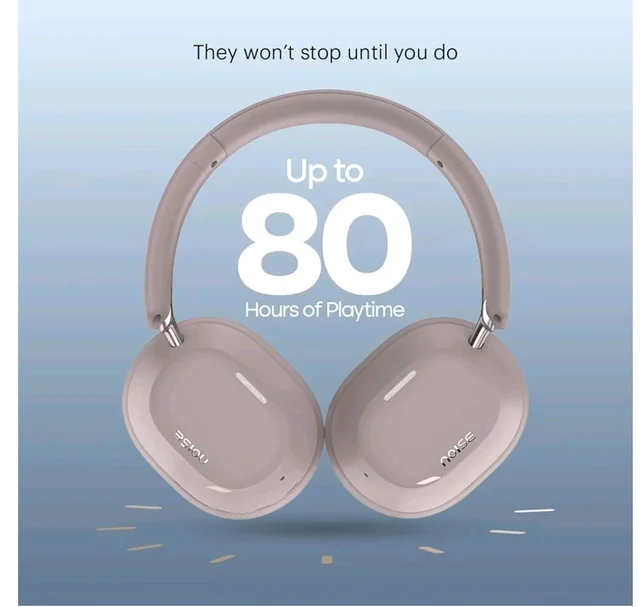 Noise Airwave Max 5 Wireless Over-Ear Headphones with Adaptive Hybrid ANC (up to 50dB), HFA Tech, 80H Playtime, Dual Pairing(Mauve Haze)