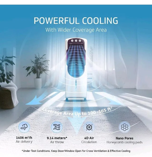 Guard Arido T25 H Tower Air Cooler For Room| 25 Litre
9.14 m Air Throw | 2 Year Warranty on Motor & Pump|Concealed Pump Design |Air Delievery-1406 cmh |1 Year Warranty On Cooler