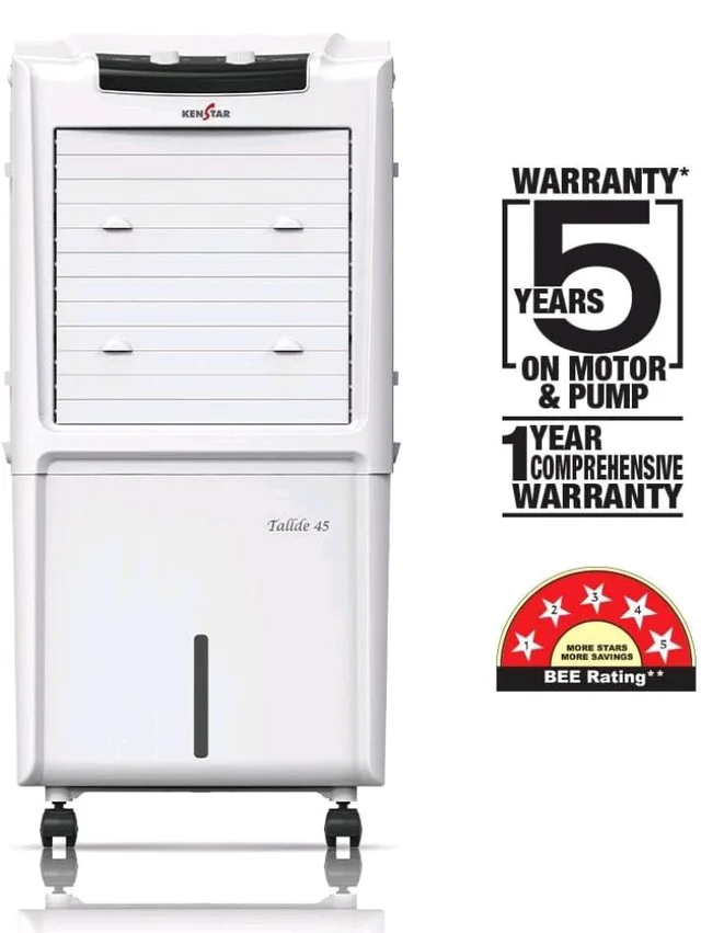 Kenstar TallDe HC 45 Personal Air Cooler 45L Honeycomb Pads High Speed Fan Inverter Compatible 5 Star BEE Rating 5 Year Comprehensive