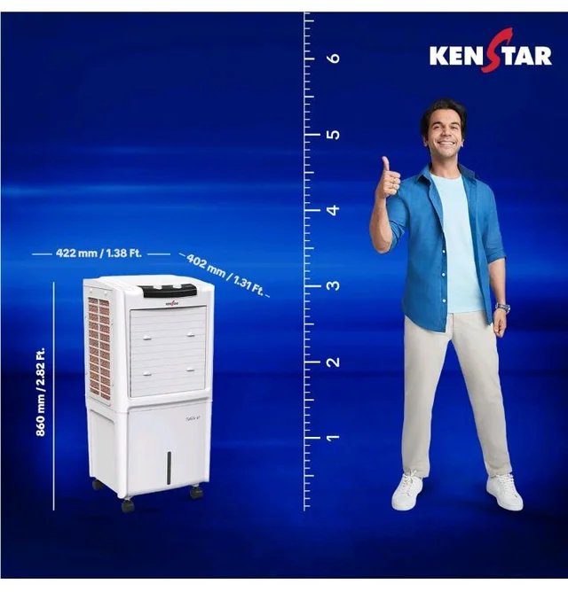 Kenstar TallDe HC 45 Personal Air Cooler 45L Honeycomb Pads High Speed Fan Inverter Compatible 5 Star BEE Rating 5 Year Comprehensive