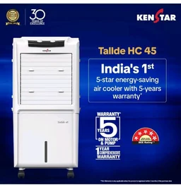 Kenstar TallDe HC 45 Personal Air Cooler 45L Honeycomb Pads High Speed Fan Inverter Compatible 5 Star BEE Rating 5 Year Comprehensive