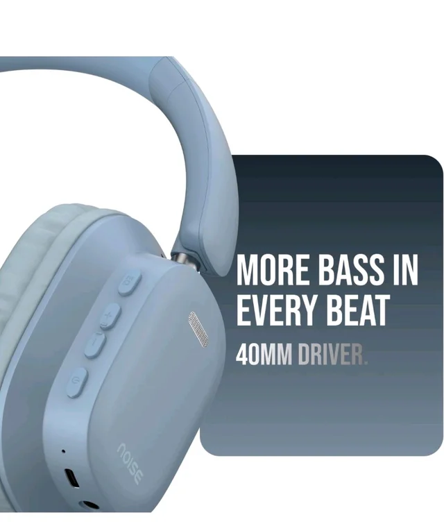 Noise Newly Launched Airwave Max 2 Wireless On-Ear Headphones with 50H Playtime, 40mm Drivers - Deep Bass, 3 Preset EQ Modes, 40m/s Low Latency, Dual Pairing,BT V5.3 (Serene Blue)