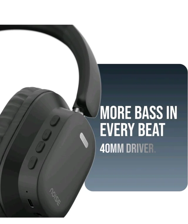 Noise Newly Launched Airwave Max 2 Wireless On-Ear Headphones with 50H Playtime, 40mm Drivers - Deep Bass, 3 Preset EQ Modes, 40m/s Low Latency, Dual Pairing,BT V5.3 (Bold Black)