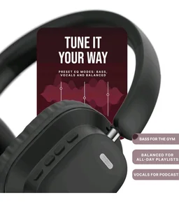 Noise Newly Launched Airwave Max 2 Wireless On-Ear Headphones with 50H Playtime, 40mm Drivers - Deep Bass, 3 Preset EQ Modes, 40m/s Low Latency, Dual Pairing,BT V5.3 (Bold Black)