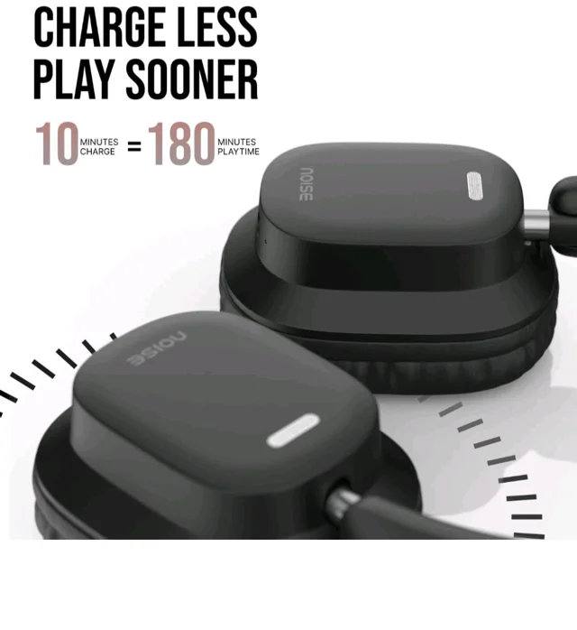 Noise Newly Launched Airwave Max 2 Wireless On-Ear Headphones with 50H Playtime, 40mm Drivers - Deep Bass, 3 Preset EQ Modes, 40m/s Low Latency, Dual Pairing,BT V5.3 (Bold Black)