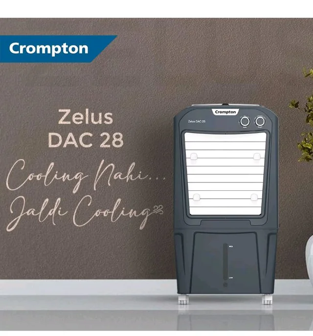 Crompton Zelus 28 Litres Desert Air Cooler for home | Large & Easy Clean Ice Chamber | 4-Way Air Deflection | High Density Honeycomb Pads | Everlast Pump | Auto Fill