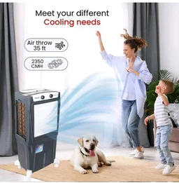BHABURLY | Eazycool 45 L Room Personal Air Cooler | 4-Way Air Deflection | 2350 CMH Ice Chamber, Anti-Bacterial Honeycomb Pad, 3-Speed Control, Castor Wheels, Inverter Compatible, 200 sqft Floor
