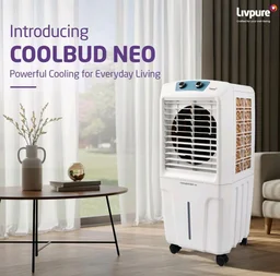 Livpure Coolbud Neo Personal Cooler 48L |240 Sq. Ft. Area Coverage| 20Ft. Poweful Air Throw| Inverter Compatible | Honeycomb Pads | 2 Yrs Motor Warranty & 1 Yr Comprehensive (White)