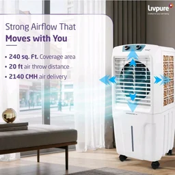 Livpure Coolbud Neo Personal Cooler 48L |240 Sq. Ft. Area Coverage| 20Ft. Poweful Air Throw| Inverter Compatible | Honeycomb Pads | 2 Yrs Motor Warranty & 1 Yr Comprehensive (White)
